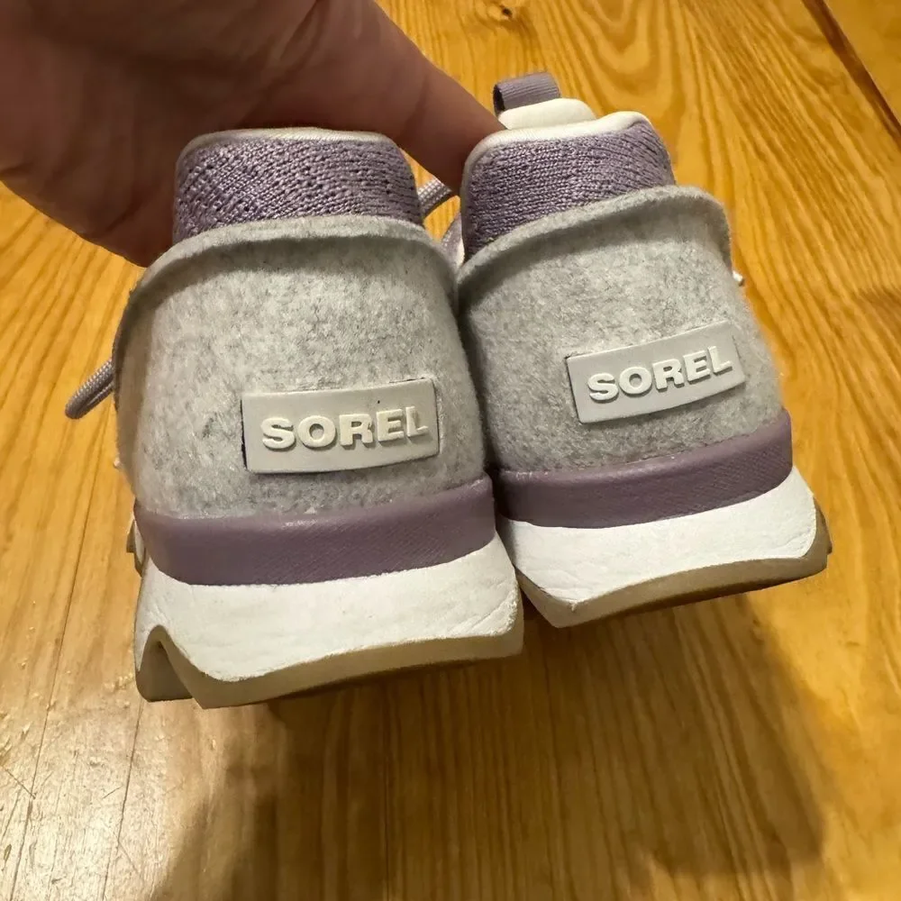 Sorel Kinetic Lace Purple Gray Knit Fabric Women's Sneakers size 9 NL3227-553